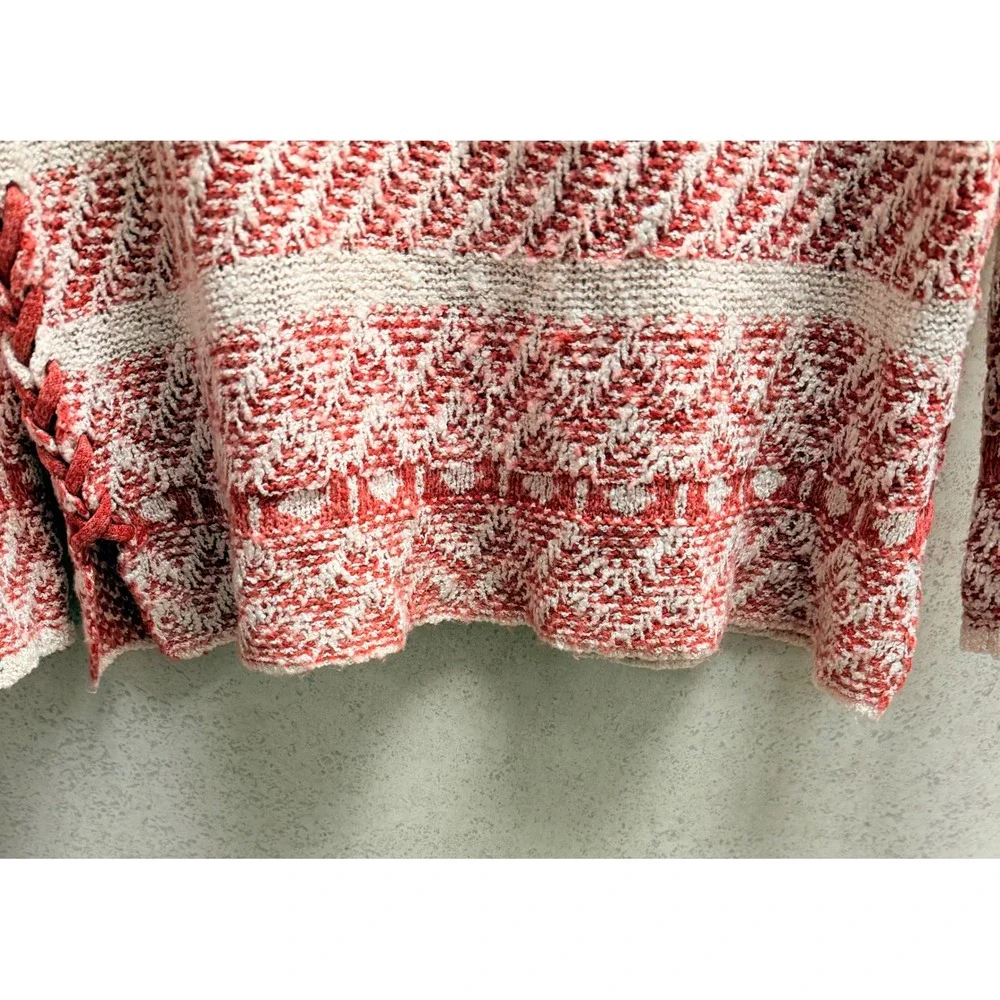 Knox Rose Medium Womens Coral Cream Striped Geometric Boho Festival  Sweater